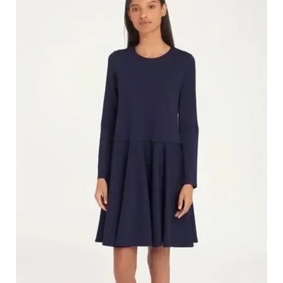 Cuyana Dresses & Skirts - Cuyana Black Ponte Long‎ Sleeve Dress navy drop waist casual dress pockets XS
